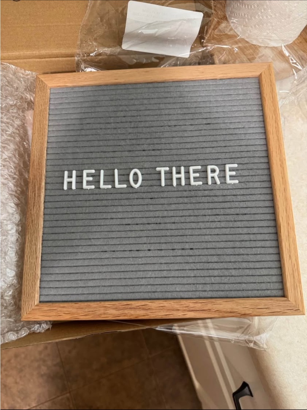 Gray Felt Letter Board with Oak Frame - marquee sign